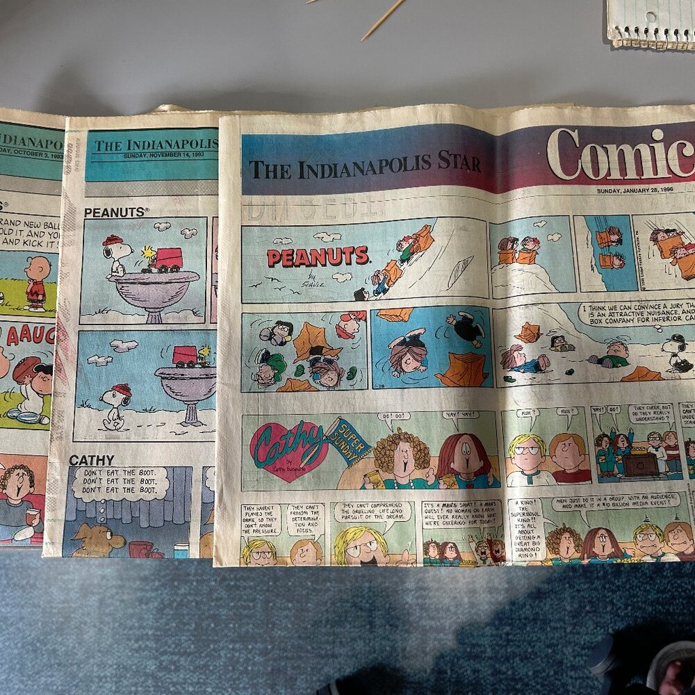 3 Vintage 1993 & 1996 Sunday Comics Funnies Indianapolis Star Newspaper Strips